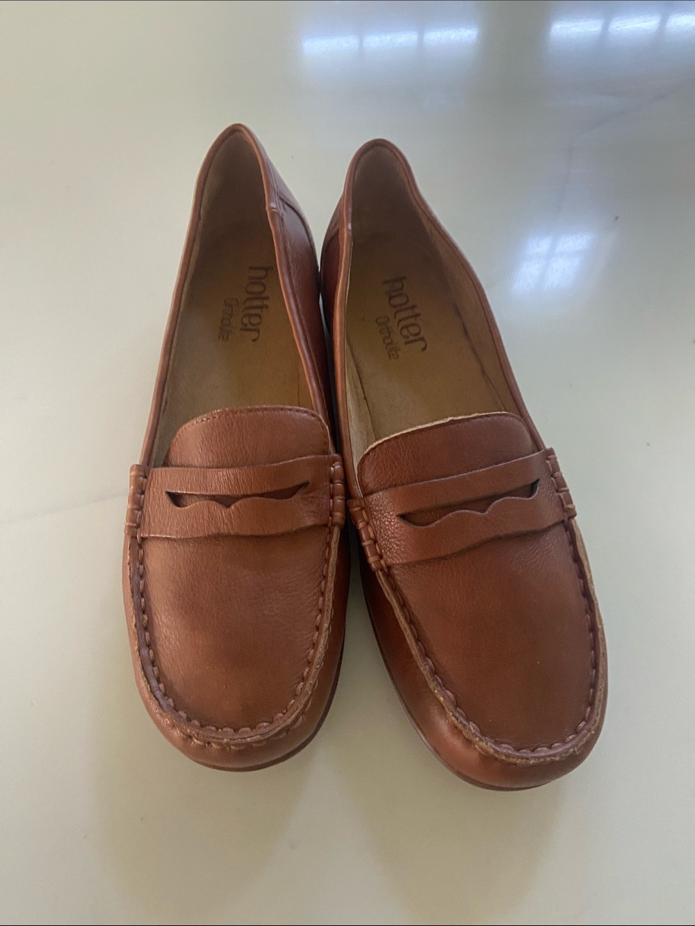 Hotter Tan Leather Penny Loafers for Women - Picture 16 of 16